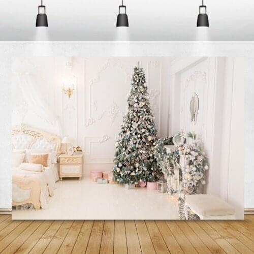 Winter Christmas Tree Pine Branches Gifts Bedroom Scene Shoot Child Party Photocall Photography Background Photo Backdrop