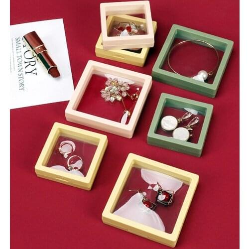 1PC 3D Floating Picture Frame Shadow Box Jewelry Display Stand Ring Pendant Holder Protect Jewellery Stone Presentation Case