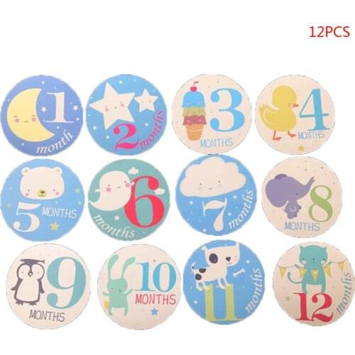 12 Pcs/set Pregnant Women Photography Monthly Stickers Fun Lovely Baby Cartoon Girls Boys Month 1-12 Picture Frame Decoration