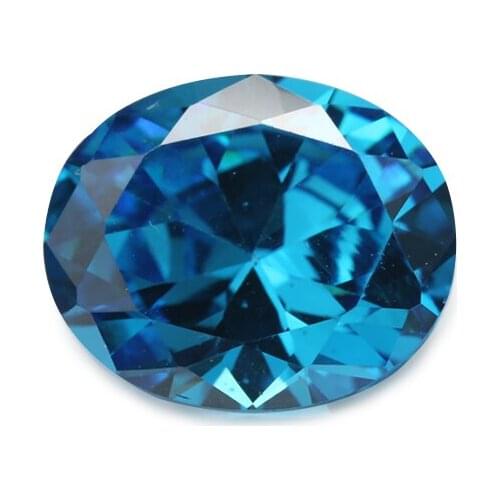 50PCS 3x4~10x12mm Oval Shape Brilliant Cut AAAAA Dark Sea Blue Color Loose Cubic Zirconia Gems CZ Stone For Jewelry Diy