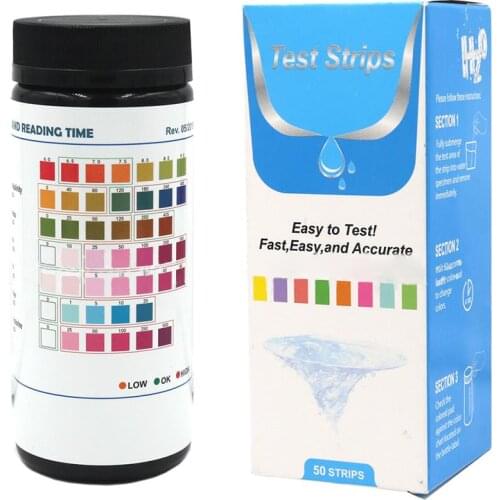 50PCS 7 In 1 Water Quality Test Strips Drinking Water Swimming Pool Water Test Papers Fish Tank PH Level Total Alkalinity Testin