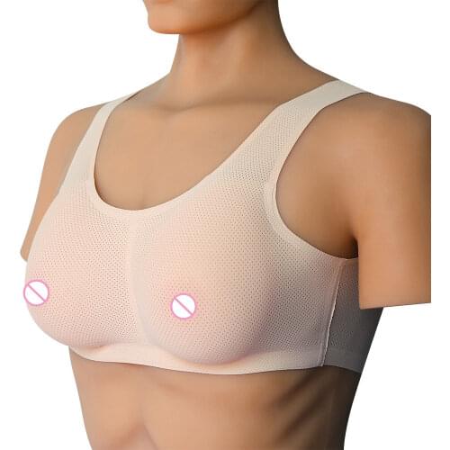 600g B cup false breasts with sexy bra for man cosplay to female realistic silicone form boobs