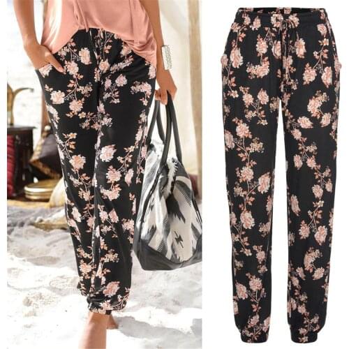 Summer New Vintage Boho Wide Leg Pants 2021 High Waist Loose Floral Print Long Women Trousers Casual Lady Holiday Beach Pants