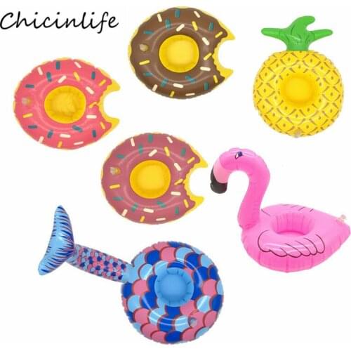 Chicinlife 1pcs Flamingo Mermaid Tail inflatable Drink Beer Cup holder Summer Beach Fountains Bathing Party Supplies Doughnut