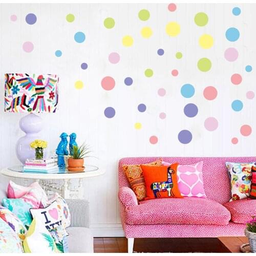 Colorful Polka Dot Wall Sticker Kids Room Nursery Background Wallpaper Poster Color Round Dot Wall Applique Mural Decorative Art