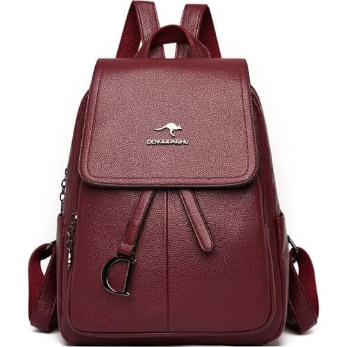 Travel Women PU Leather Backpack Casual Youth Lady Flower Schoolbag Female Large Capacity Womens Shoulder Bags Rucksack