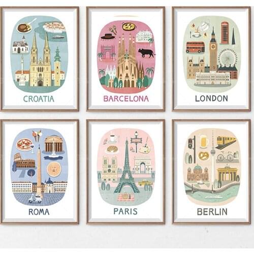 Europe City Art, London Paris Berlin Barcelona Rome Croatia City Art Map Art,Travel Gallery Wall Souvenir Poster