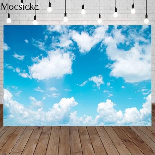 Blue Sky And White Clouds Photography Background Birthday Party Newborn Backdrop Decoration Props Printed For Photo Studio