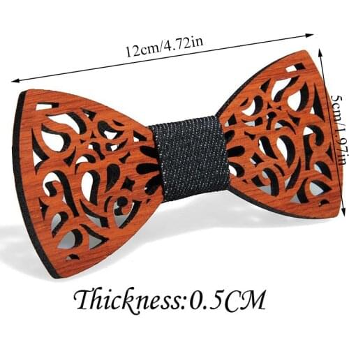 Vintage Men Wooden Bow Tie Hollow Out Carved Retro Wooden Neck Solid Color Bow Tie High Quality Ties For Men Butterfly Tie Hot