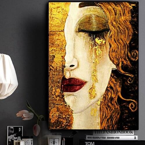 Canvas Painting Golden Tears by Gustav Klimt Painting Modern Oil Painting Quardro Wall Pictures For Living Room Home Decor