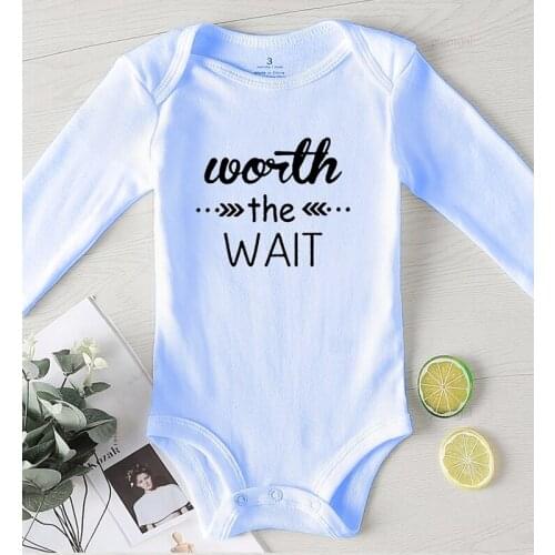 Worth To Wait Rompers New Born Baby Clothes Onesies Long Sleeve Toddler Romper Cotton Newborn Onesies Jumpsuits Boy Outfits