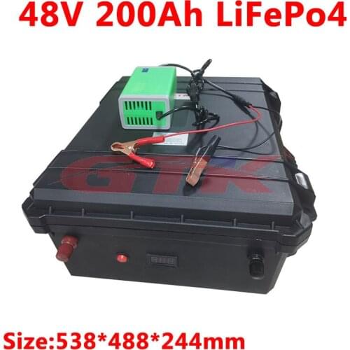 Power 48V 200Ah 250Ah 180Ah LiFepo4 lithium battery pack with BMS for 8000w motorhome electric car solar energy+10A charger