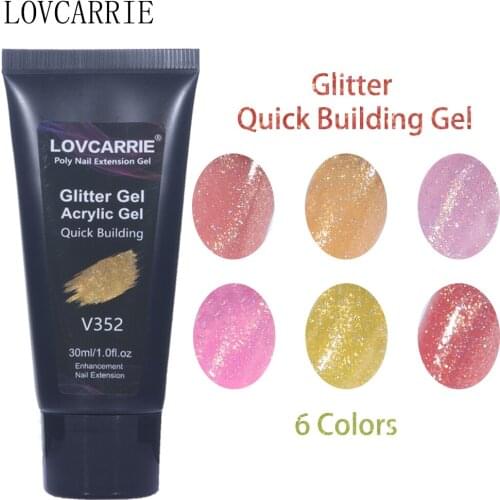 LOVCARRIE Nails Art Poly Nail Gel Polish 30ML Glitter Shimmer Builder Gellak Beauty Manicure Supplies for Nail Design Extensions