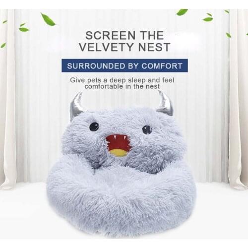 Cartoon Monster Cat Beds Plush Pet Soft Dog Bed Warm Plush Cat Mat Dog Mat For Kitten Puppy Bed House Nest Cushion