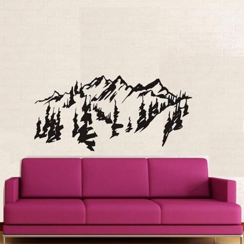 Chinese style Mountains trees wall art decal sticker , removable traditional chinese painting vinyl wall stickers free shipping