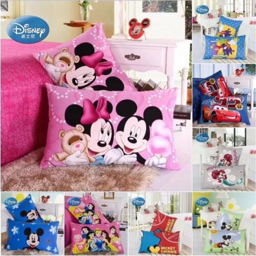 Disney Mickey Minnie Mouse Pillowcases 100% Cotton Cartoon Lilo & Stitch Frozen Princess Couple Kid Boys Girl Pillow Cover Decor