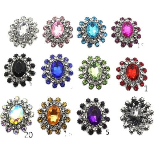 New 10Pcs/Lot Vintage Buttons 1"x1.1" Oval Rhinestones Diamante Cryusta button wedding decoration Collocation Diy Accessories