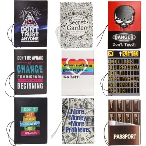 14*9.6cm New Don't Touch Letter Print Passport Holder Mens Travel Passport Cover Don't Trush Anyone PVC 3D Design ID Card Case