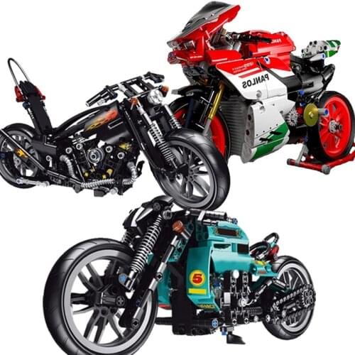 New high-tech City Speed Sports Motorcycle Racing Moto Vehicle model Building Blocks Motorbike bricks Toys gifts for Children