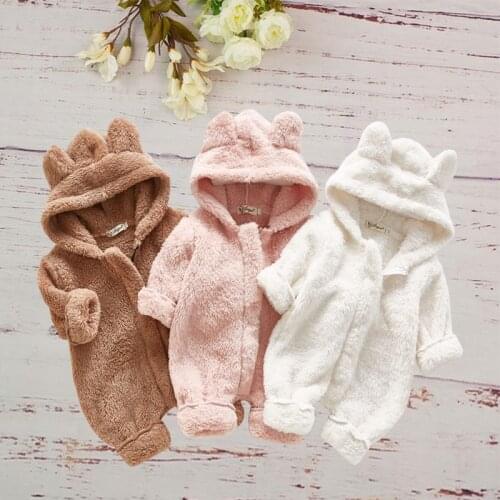 Winter New Newborn Baby Clothes Outfits Plush Cotton Jumpsuit Infant Costume Cute Bear Toddler Children Kids Out Romper Clothes