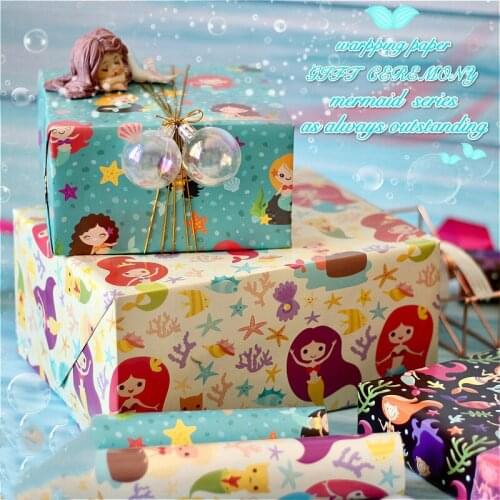50*70cm wrapping paper Holiday Birthday decoration Cartoon mermaid Wedding Christmas gift paper 2020 design
