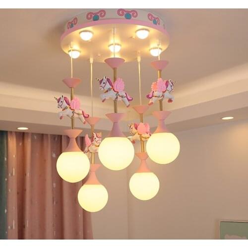 Modern girl chandelier Carousel Childrens Room glass bubble lamp Boy/girl Bedroom Lamp Living Room romantic chandelier