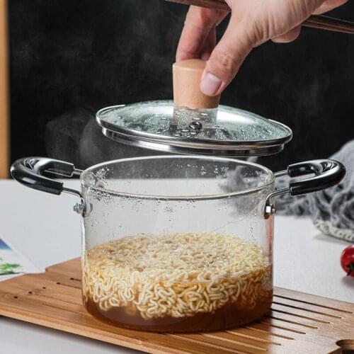 Glass Soup Cooking Pot Heat-resistant Kitchen Soup Pot Vegetable Salad Noodle Bowl Flame Explosion-Proof Cookware