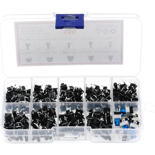 180pcs 10 Models 6*6 Tact Switch Tactile Push Button Switch Kit Height 4.3MM~13MM DIP 4P micro switch 6x6 Key switch