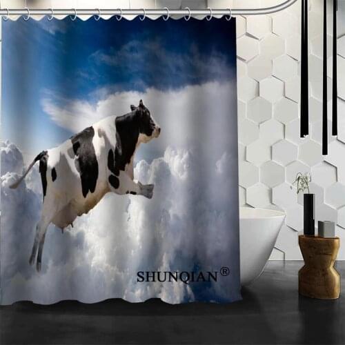 New Custom COW Shower Curtains Polyester Bathroom Waterproof Bath Curtain Size 150X180cm165X200cm180X200cm