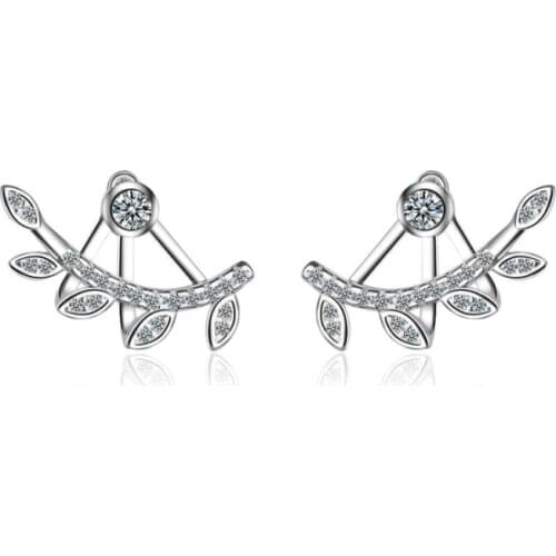Sole Memory Literary Fresh Zircon Leaves Branches Creative Simple 925 Sterling Silver Fashion Female Dangle Earrings SEA492