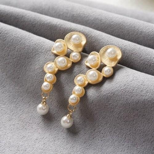Eternal wedding Ladies Retro Vintage Extravagant luxury Classical elegance Gentle breeze court Pearl Earrings Bride LING Earring