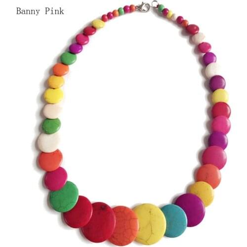 Boho Colorful Semi-precious Stone Choker Necklace For Women Chunky Synthetic Stone Stand Choker Collar Fashion Jewelry Colliers