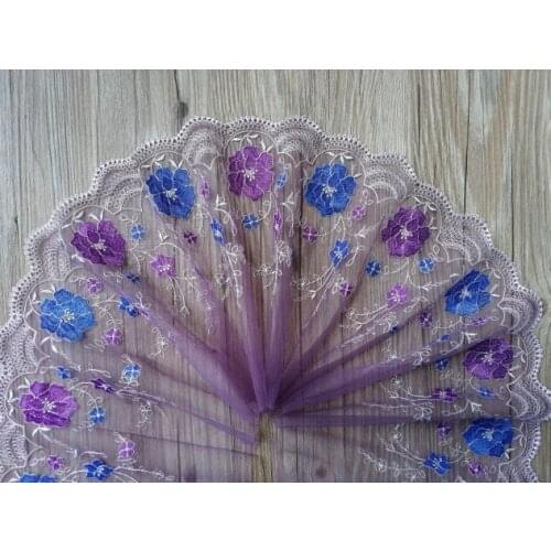 15Yards Dark Purple Fabric Embroidery Lace Trim 21cm Width Handmade Clothing Accessories DIY Dolls Dress Accessories