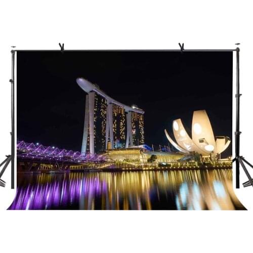 150x210cm Seaside City Night Backdrop Golden Sand Hotel Night Photography Background for Camera Photo Props