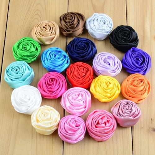200pcs/lot 20Colors 3.5cm Summer Dress 3D Floral Satin Roses Flowers For woman Headband Kids Clothes DIY Accessories TH64