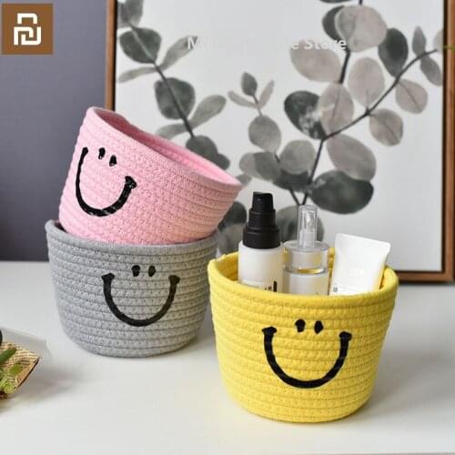 2021 Xiaomi Youpin Nordic Crafts Storage Basket Cotton Fabric Hand-woven Desktop Home Bedroom Key Sundry Snack Toys Basket Box