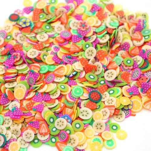 300Pcs Colorful Home Decor Ornaments Polymer Clay Modeling Nails DIY Fruit Slices Glue Slime Fluffy Modeling Supplies