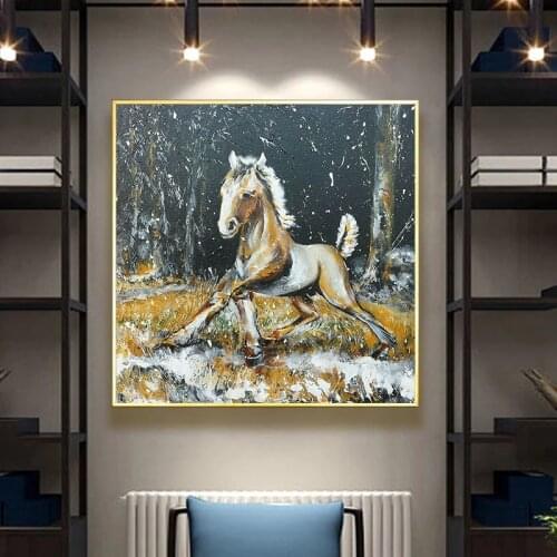 Abstract Art Animal Painting Running Horse Pictures Posters and Prints Canvas Painting Wall Art Picture for Living Room Decor