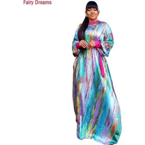 African Long Dresses Womens Clothing Casual Fashion Dress Digital Printed Silk Robe Ladies Clothes Maxi Vestito