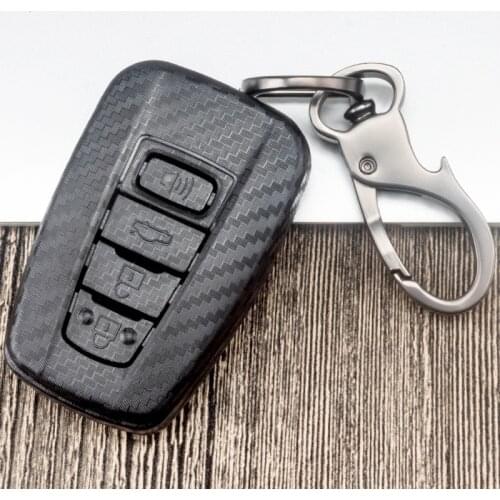Carbon Fiber Car Key Case Cover For Toyota Camry CHR Corolla RAV4 Avalon Land Cruiser Prado 150 Prius 2018 2019 2020 Accessories