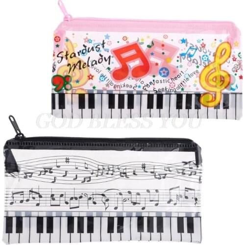 Music Note Piano Keyboard Pencil Case Plastic Transparent Pen Bag Student Gift Drop Shipping