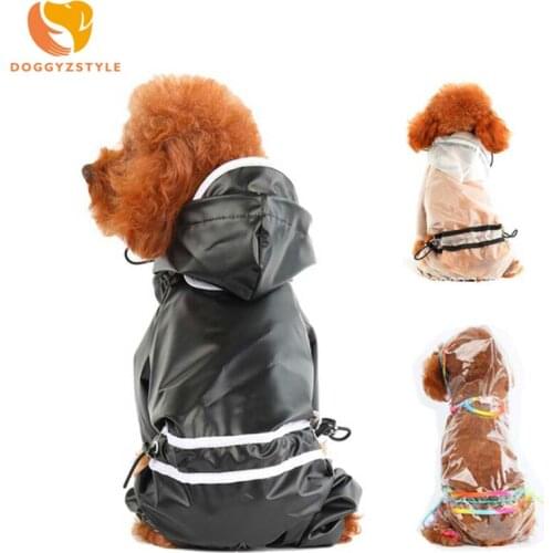 DOGGYZSTYLE Pet Clothes Dog Raincoat Transparent Rain Coat Polyester Pets Rainwear Small Dogs Clothing S-XXL