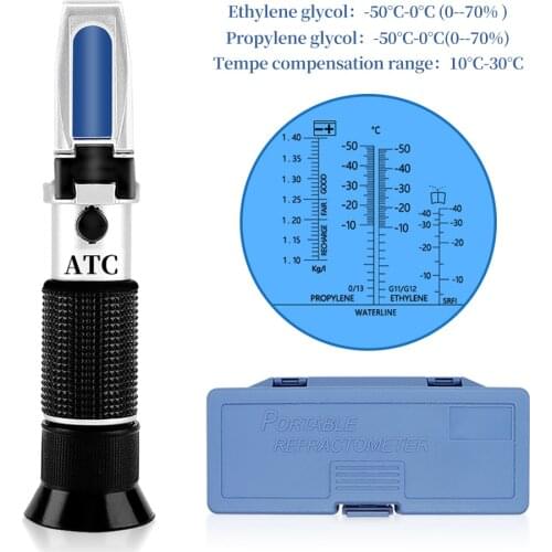 Ethylene Glycol -50C-0C Battery Acid liquid specific gravity Antifreeze Coolant Fluid Refractometer with retail box 40