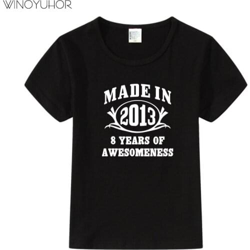 Made In 2013 T Shirt Children Summer Short Sleeve T-shirt 7 Years Old Birthday Gift Tee Boys Girls Tops Kids Child Clothing