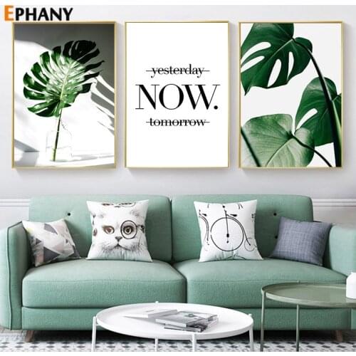 Green Leaf Canvas Poster Motivational Quote Wall Art Print Nordic Painting Decoration Picture Modern Minimalist Home Decor