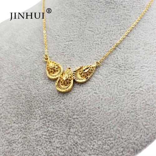 JINHUI fashion Dubai new women gold color necklaces pendant 45cm 2mm chain girl Friend gifts Party wedding Jewelry