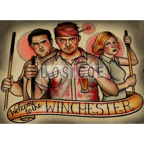 "Welcome to teh WINCHE STER" Tattoo Print Painting Vintage Kraft Paper Poster Wall Art Flip Chart Stickers Home Decoration