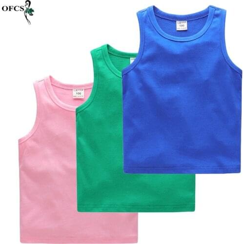 Children Summer Clothing 2-12Y Girls Casual Vest Kids Baby Boy Sleeveless Tops Solid Color T-shirt Tees Outfit Toddler Girl Tee