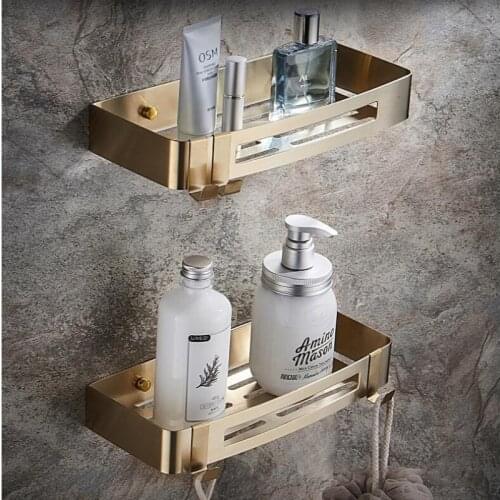 Bathroom Soap Basket Bath Shower Shelf Soap Basket Holder 304 SUS Brush gold wall mounted corner shelf bathroom accessories