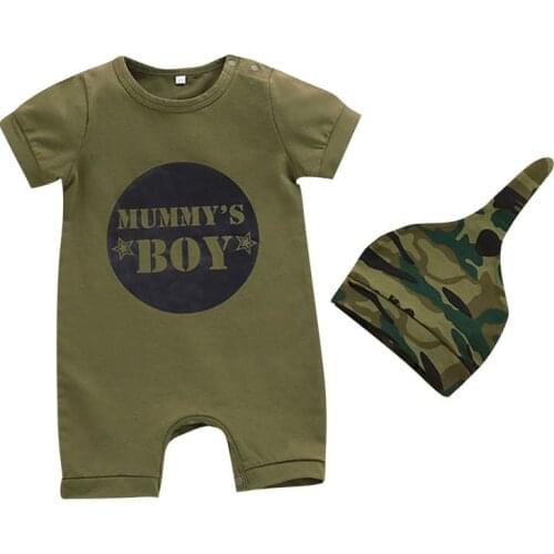 Summer Army Green Baby Girls Rompers With Hat 100% Cotton Quality Soft Fabric Toddler Kids Jumpsuit Boys Childrens Clothes